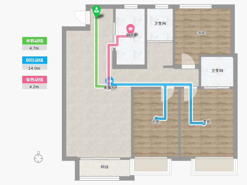 天津-天津市-新湖美丽洲6栋,7栋15栋17栋21栋22栋5栋建面115m²-81.74-户型库-动静线