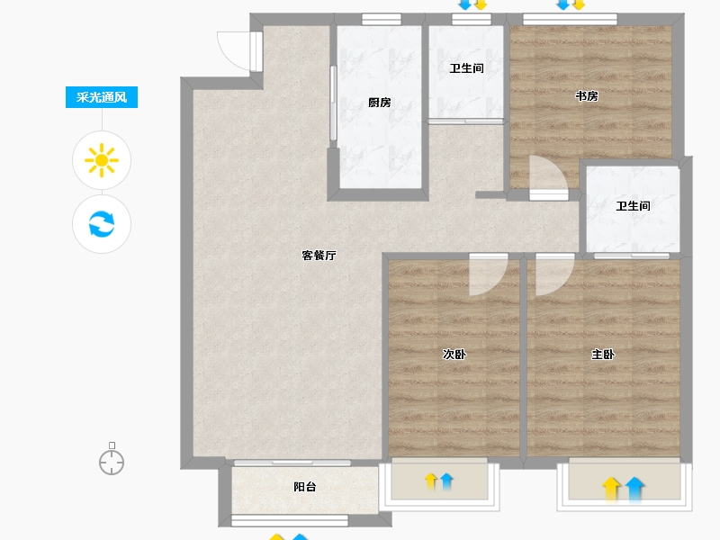 天津-天津市-新湖美丽洲6栋,7栋15栋17栋21栋22栋5栋建面115m²-81.74-户型库-采光通风