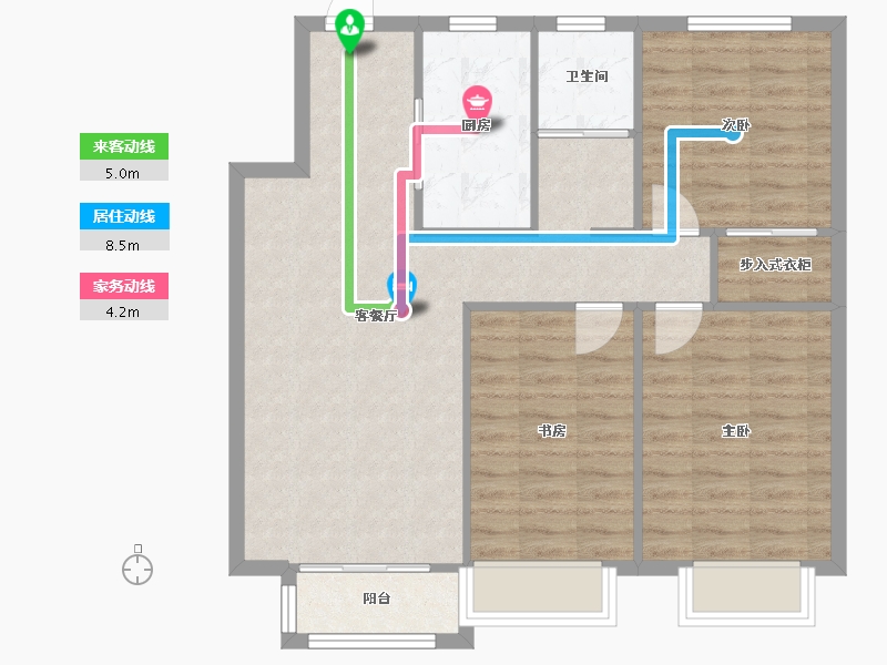 天津-天津市-新湖美丽洲19栋,20栋建面115m²-83.57-户型库-动静线