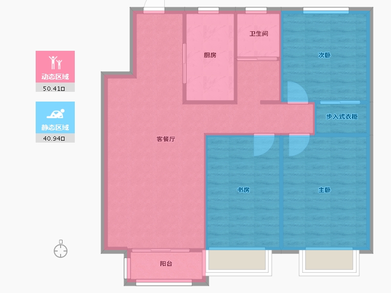 天津-天津市-新湖美丽洲19栋,20栋建面115m²-83.57-户型库-动静分区