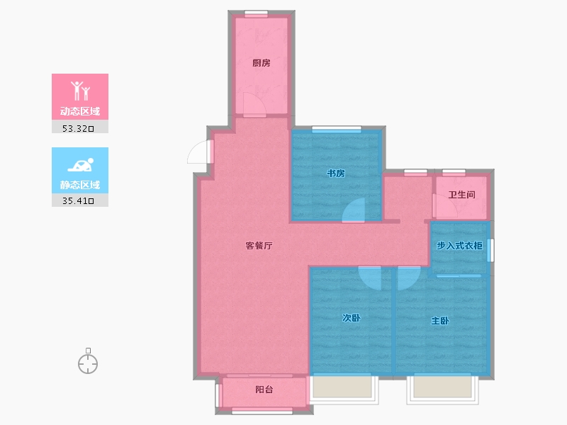 天津-天津市-新湖美丽洲17栋,21栋22栋14栋建面115m²-80.58-户型库-动静分区