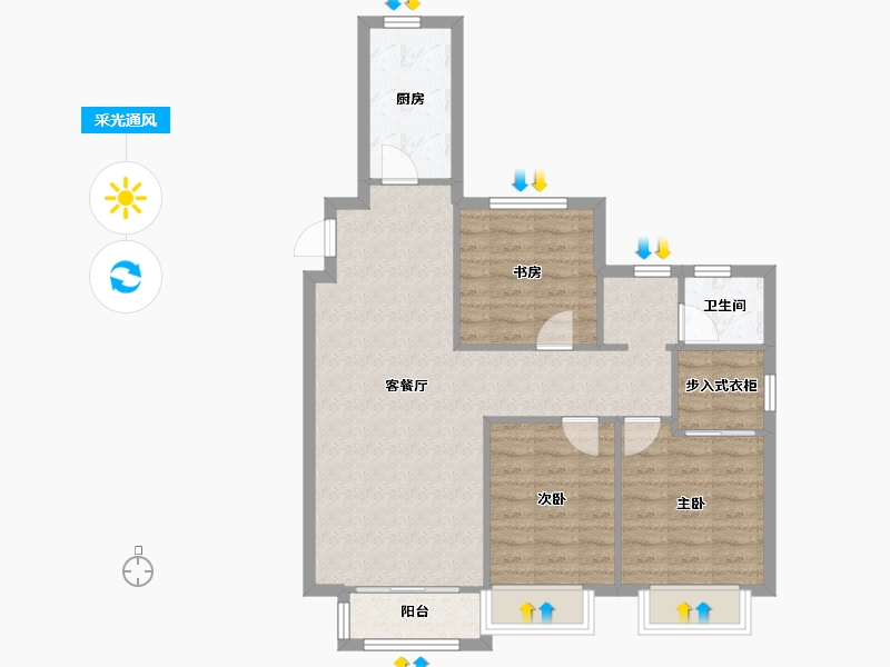 天津-天津市-新湖美丽洲17栋,21栋22栋14栋建面115m²-80.58-户型库-采光通风