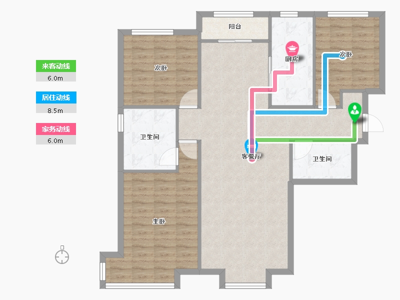 天津-天津市-天津富力新城观澜南苑61号楼,观澜南苑68号楼,观澜南苑69号楼,观澜南苑70号楼,-101.26-户型库-动静线