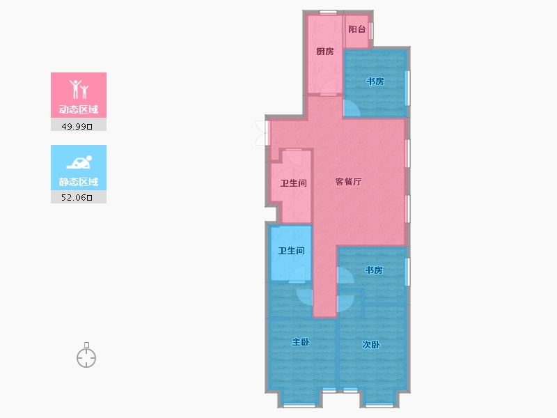 天津-天津市-天津富力新城云景庭苑3号楼,云景庭苑4号楼,云景庭苑5号楼,雍景豪庭30号楼,雍景豪-92.34-户型库-动静分区