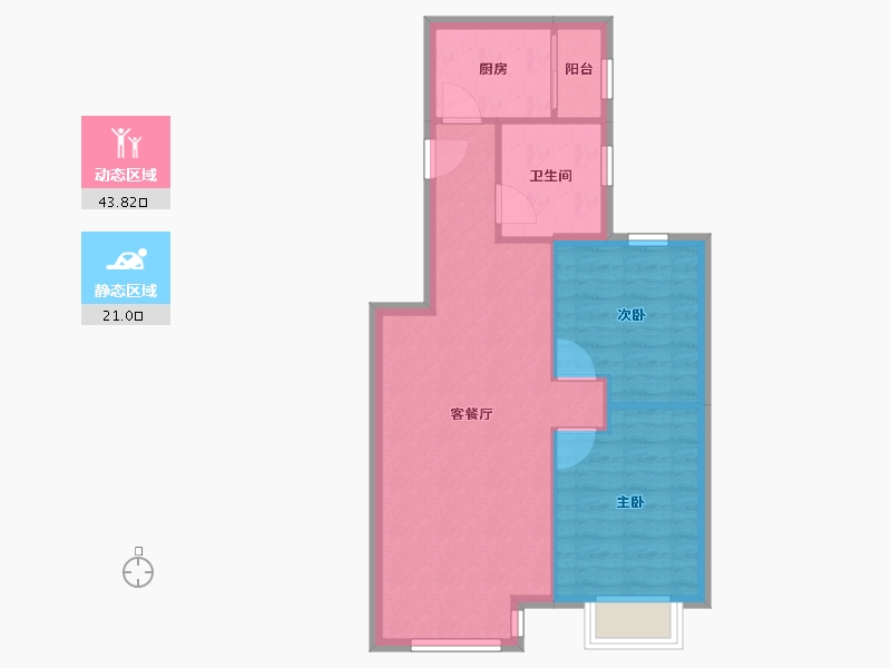 天津-天津市-天津富力新城颂溪苑71号楼,颂溪苑72号楼,颂溪苑73号楼,颂溪苑74号楼,颂溪苑7-58.46-户型库-动静分区