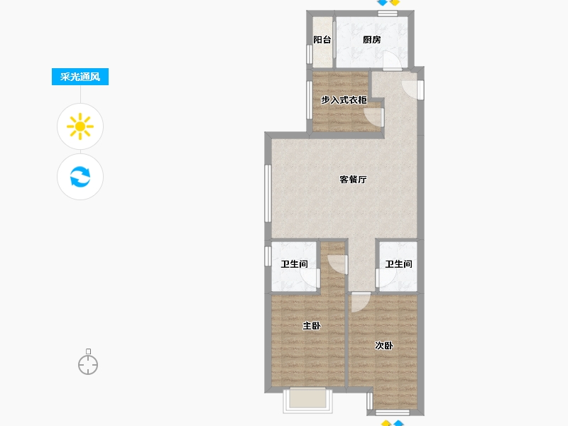 天津-天津市-天津富力新城颂溪苑71号楼,颂溪苑72号楼,颂溪苑73号楼,颂溪苑74号楼,颂溪苑7-78.92-户型库-采光通风