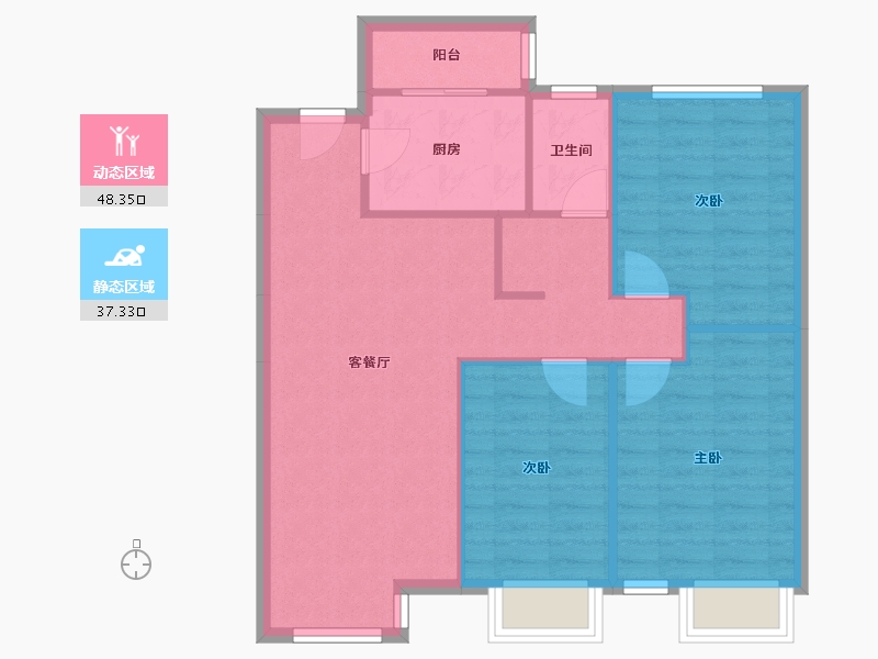 天津-天津市-天津富力新城云景庭苑6号楼,云景庭苑8号楼,云景庭苑7号楼建面112m²-77.99-户型库-动静分区