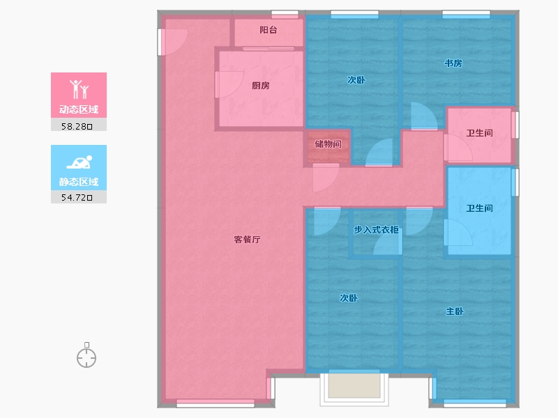 天津-天津市-天津富力新城云景庭苑6号楼,云景庭苑8号楼,云景庭苑7号楼建面150m²-102.99-户型库-动静分区