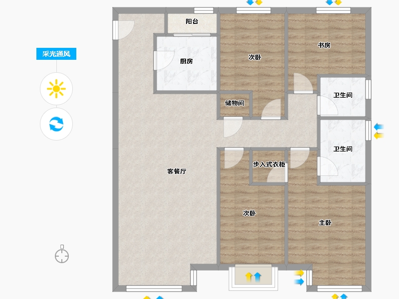 天津-天津市-天津富力新城云景庭苑6号楼,云景庭苑8号楼,云景庭苑7号楼建面150m²-102.99-户型库-采光通风