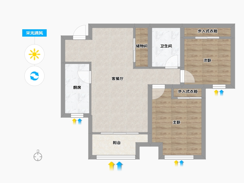 天津-天津市-松江之星盛湖园9号楼,盛湖园8号楼建面96m²-62.98-户型库-采光通风