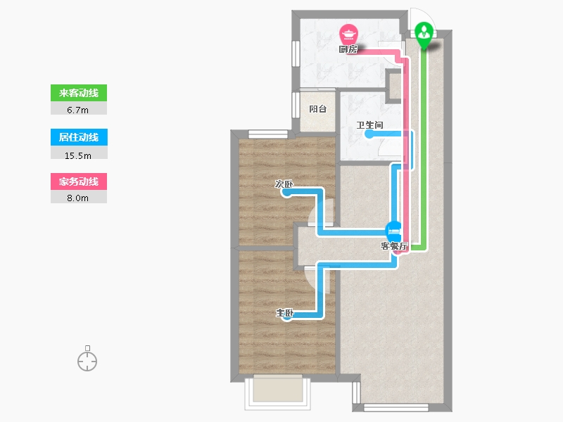 天津-天津市-天津富力新城云景庭苑6号楼,云景庭苑8号楼,云景庭苑1号楼,云景庭苑2号楼,建面-60.03-户型库-动静线