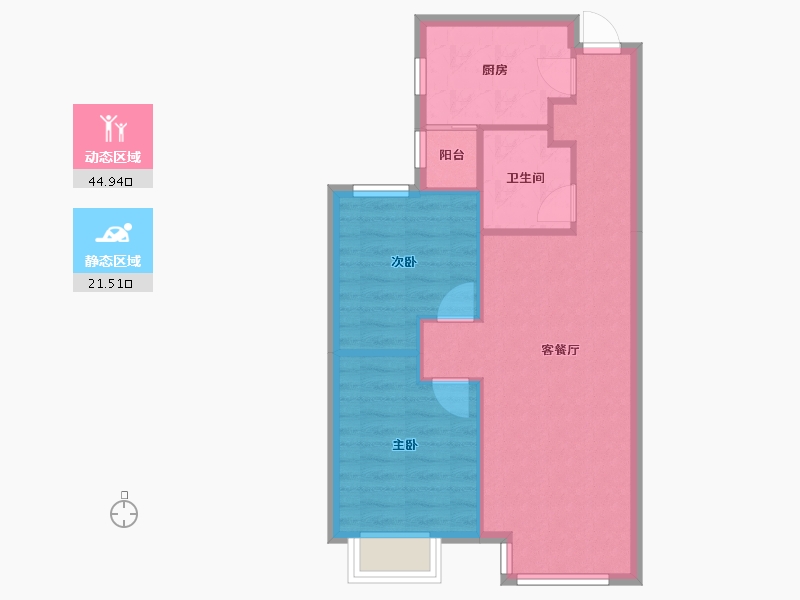 天津-天津市-天津富力新城云景庭苑6号楼,云景庭苑8号楼,云景庭苑1号楼,云景庭苑2号楼,建面-60.03-户型库-动静分区