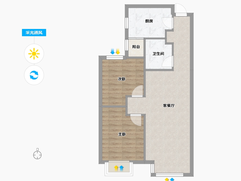 天津-天津市-天津富力新城云景庭苑6号楼,云景庭苑8号楼,云景庭苑1号楼,云景庭苑2号楼,建面-60.03-户型库-采光通风