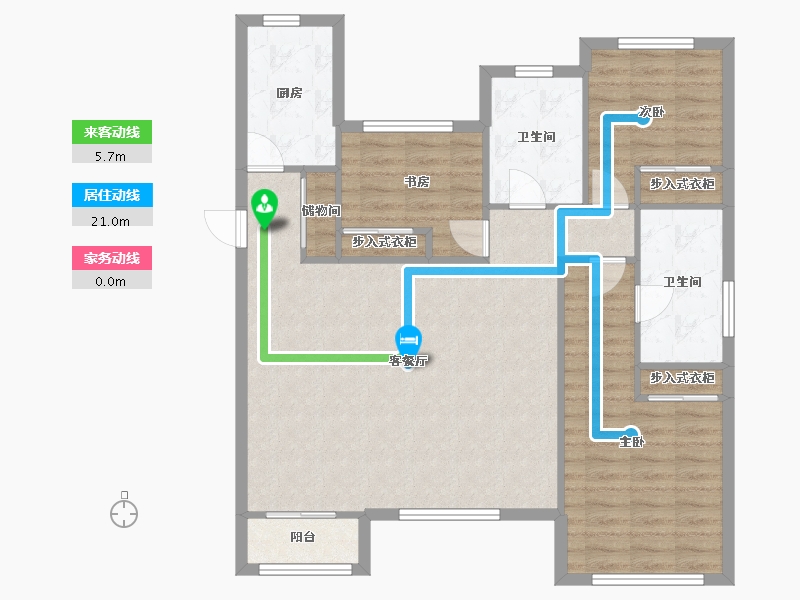 天津-天津市-松江之星盛湖园9号楼,盛湖园8号楼建面143m²-97.29-户型库-动静线