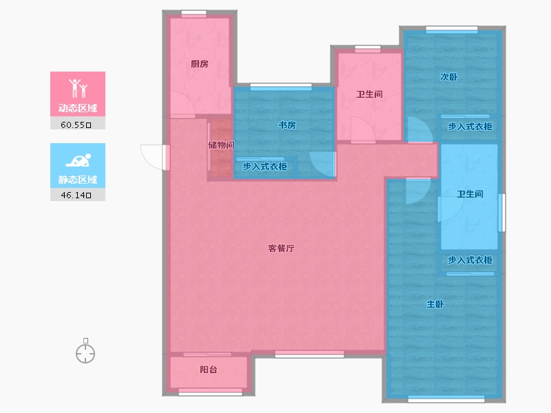 天津-天津市-松江之星盛湖园9号楼,盛湖园8号楼建面143m²-97.29-户型库-动静分区