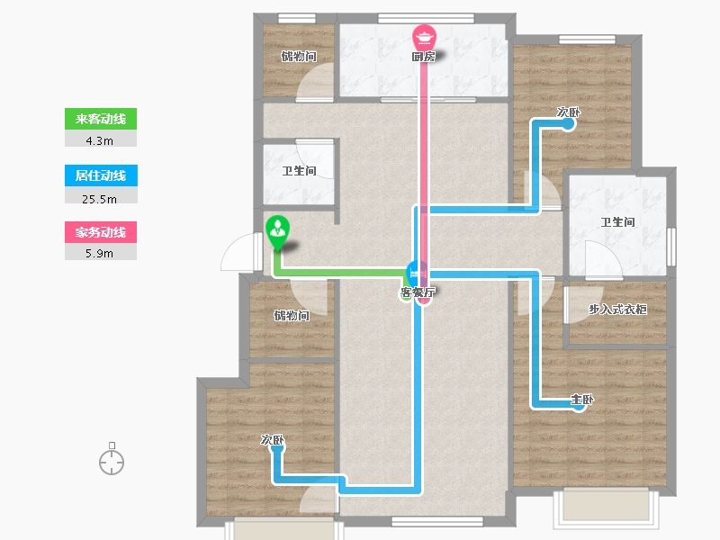 天津-天津市-万科云山建面150m²-120.00-户型库-动静线