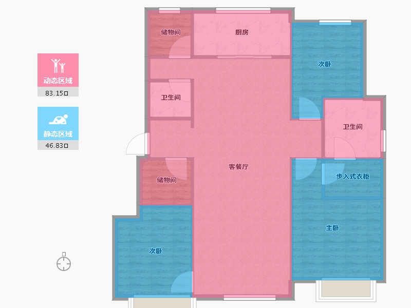 天津-天津市-万科云山建面150m²-120.00-户型库-动静分区