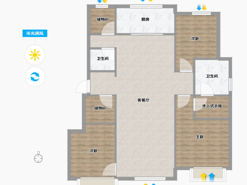 天津-天津市-万科云山建面150m²-120.00-户型库-采光通风