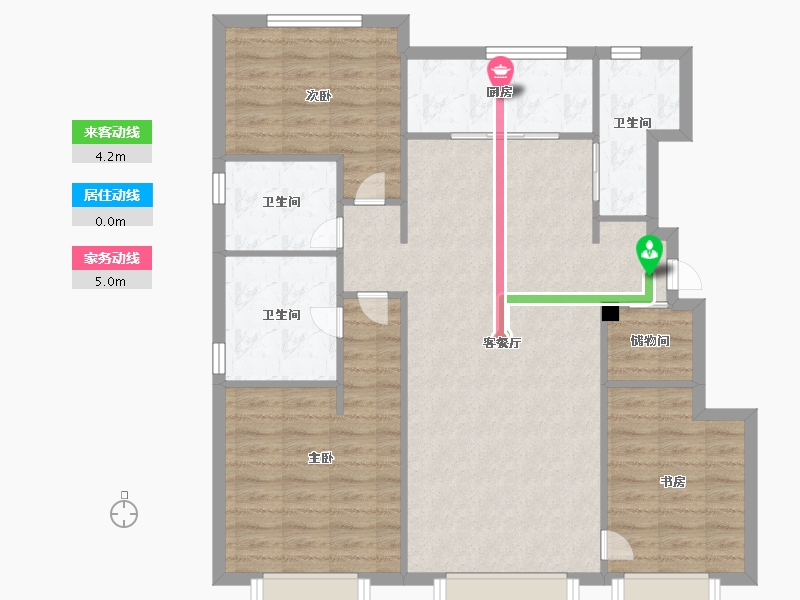 天津-天津市-万科云山20号楼,21号楼建面125m²-100.00-户型库-动静线