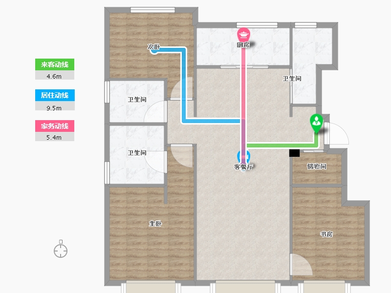 天津-天津市-万科云山31号楼,建面150m²-120.00-户型库-动静线