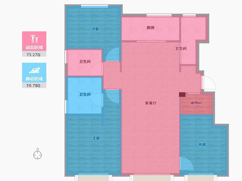 天津-天津市-万科云山31号楼,建面150m²-120.00-户型库-动静分区