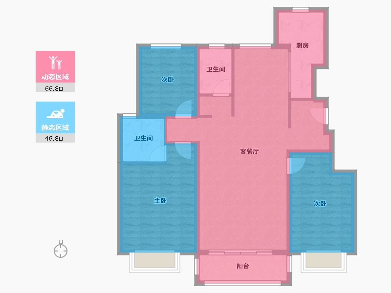 天津-天津市-蓝湾庄园洋房35号楼,洋房58号楼,建面132m²-102.06-户型库-动静分区