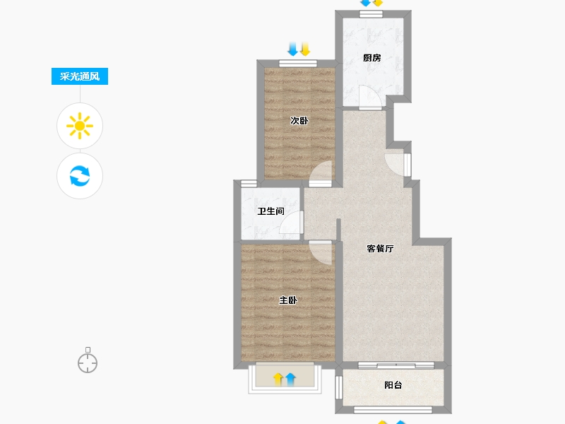 天津-天津市-蓝湾庄园洋房1号楼,洋房9号楼,洋房10号楼,洋房11号楼,洋房12号楼,洋房-64.04-户型库-采光通风