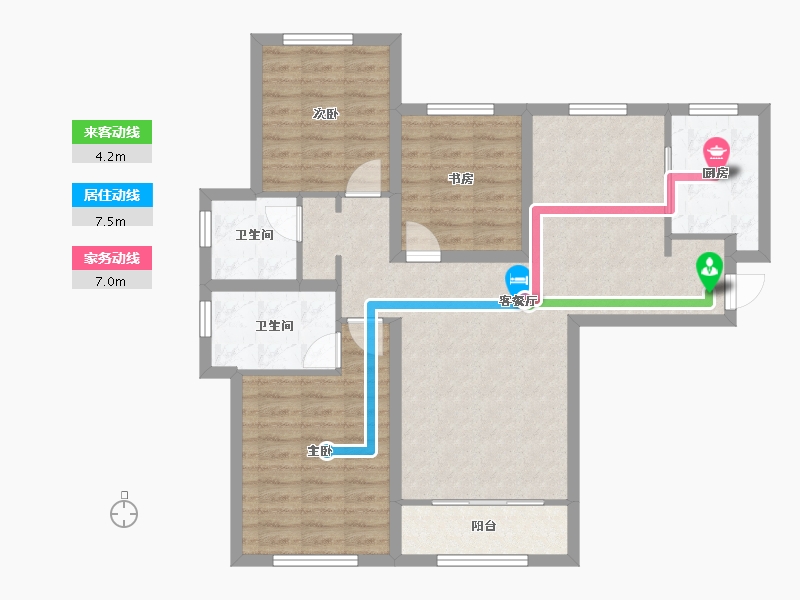 天津-天津市-宝利BLOCK街区,山湖郡苑23栋建面132m²-89.75-户型库-动静线