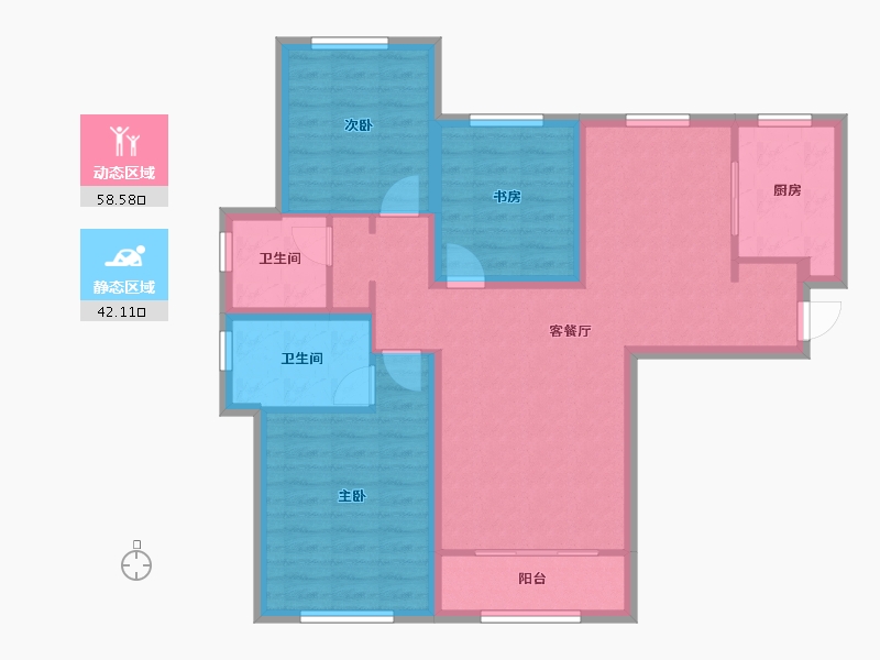 天津-天津市-宝利BLOCK街区,山湖郡苑23栋建面132m²-89.75-户型库-动静分区