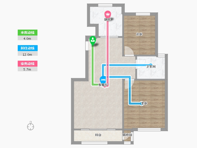 天津-天津市-宝利BLOCK街区,山湖郡苑14号楼建面96m²-67.30-户型库-动静线