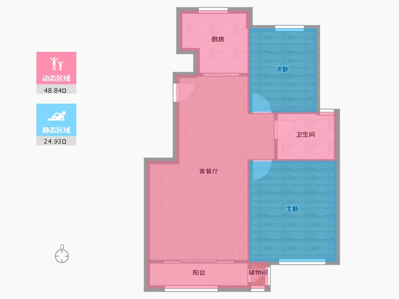 天津-天津市-宝利BLOCK街区,山湖郡苑14号楼建面96m²-67.30-户型库-动静分区