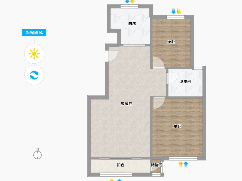 天津-天津市-宝利BLOCK街区,山湖郡苑14号楼建面96m²-67.30-户型库-采光通风