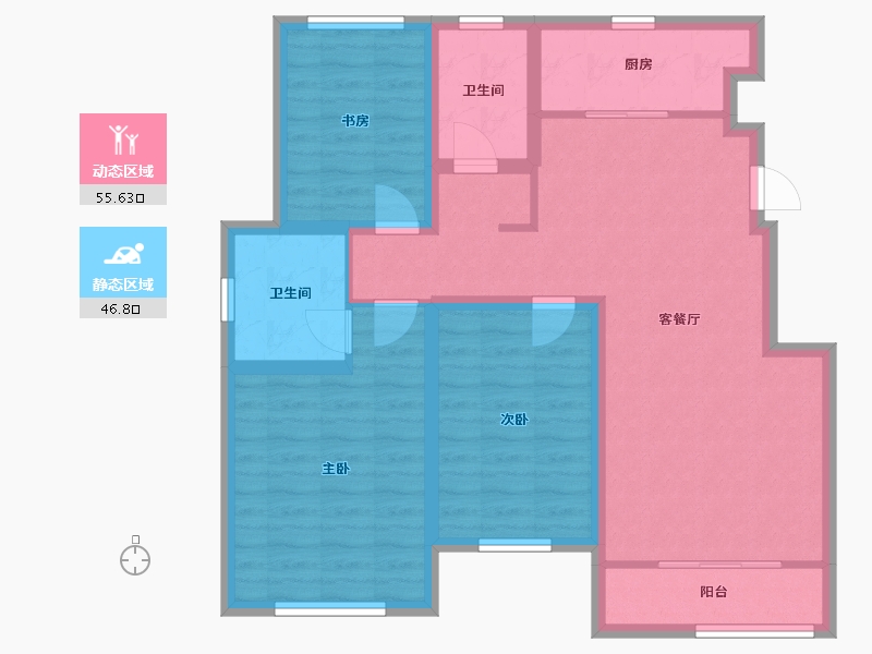 天津-天津市-宝利BLOCK街区9号楼,建面124m²-90.99-户型库-动静分区