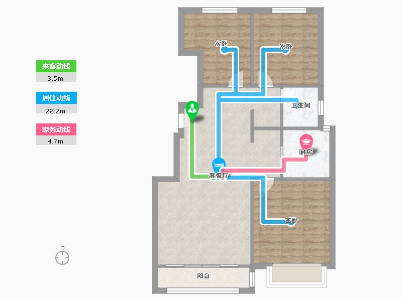 天津-天津市-品悦江南4号楼,5号楼,7号楼,8号楼,建面95m²-76.00-户型库-动静线