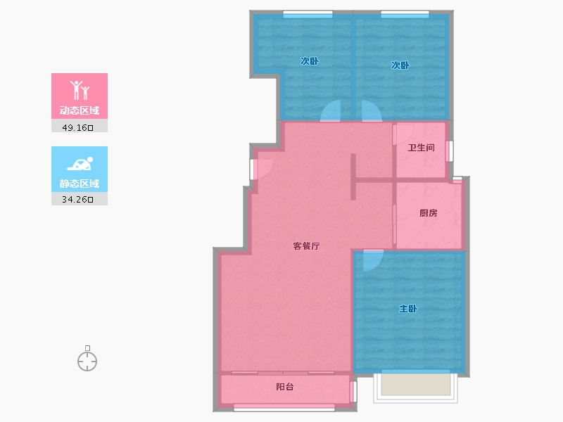 天津-天津市-品悦江南4号楼,5号楼,7号楼,8号楼,建面95m²-76.00-户型库-动静分区