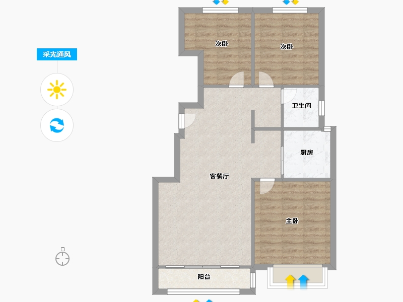 天津-天津市-品悦江南4号楼,5号楼,7号楼,8号楼,建面95m²-76.00-户型库-采光通风