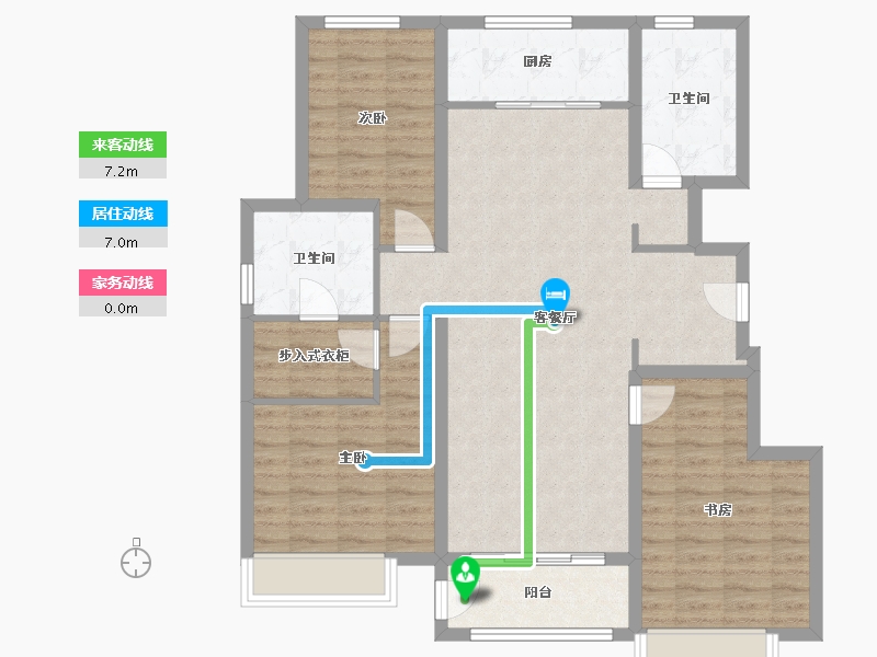 天津-天津市-鸿坤理想湾1号楼,2号楼,14号楼,7号楼建面127m²-101.61-户型库-动静线