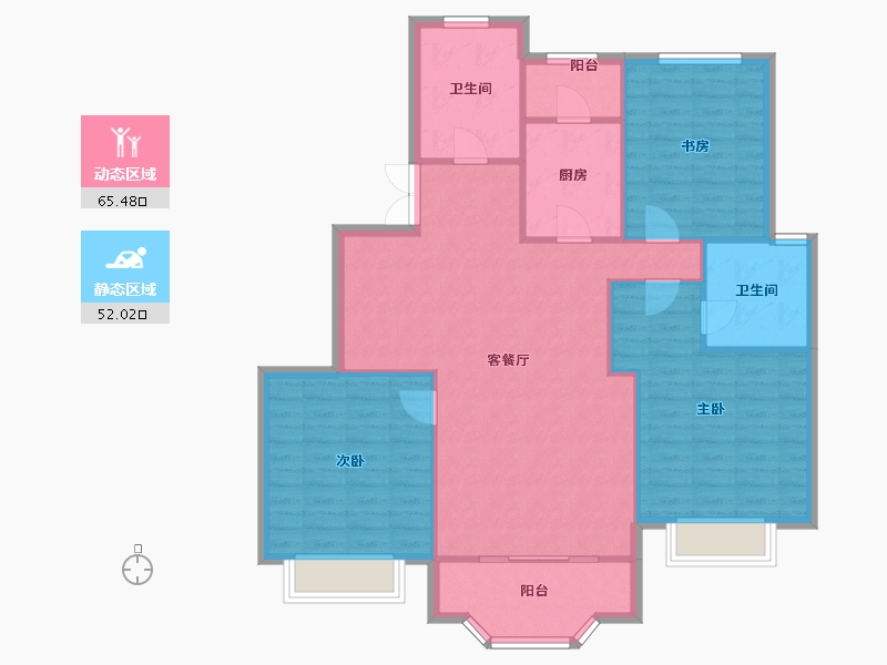 天津-天津市-滨江国际15号楼,17号楼,18号楼建面135m²-108.00-户型库-动静分区