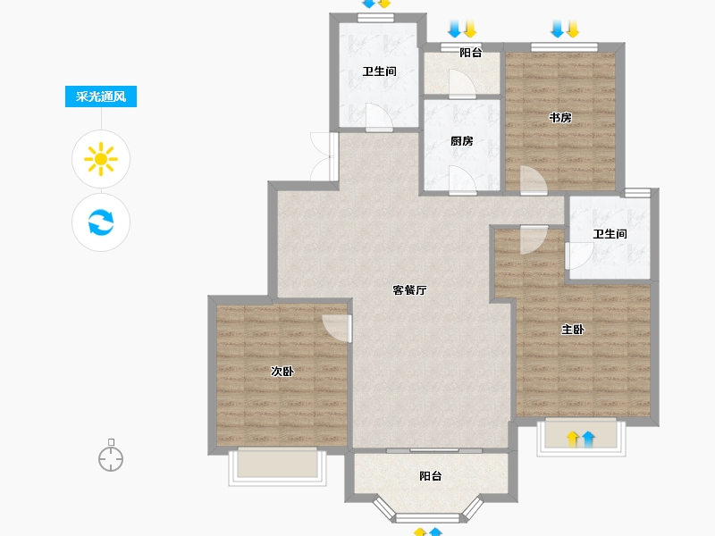 天津-天津市-滨江国际15号楼,17号楼,18号楼建面135m²-108.00-户型库-采光通风