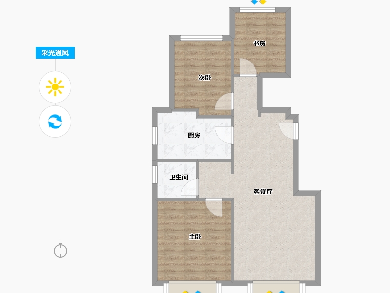 天津-天津市-万科麒麟小镇航雅花园8号楼,航御花园1号楼,航雅花园2号楼,航御花园4号楼,航御花园-71.99-户型库-采光通风