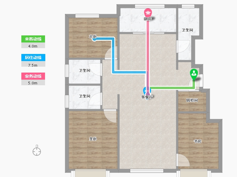 天津-天津市-万科麒麟小镇航雅花园2号楼,航御花园3号楼,建面115m²-92.00-户型库-动静线