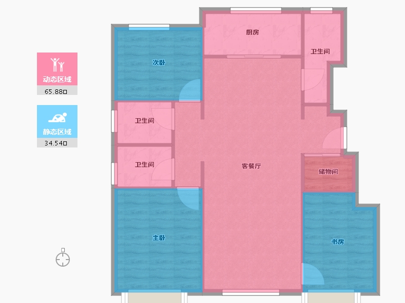 天津-天津市-万科麒麟小镇航雅花园2号楼,航御花园3号楼,建面115m²-92.00-户型库-动静分区