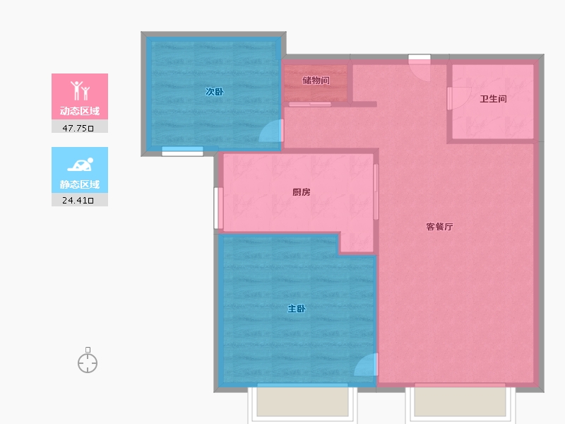 天津-天津市-万科麒麟小镇航雅花园11号楼,航御花园1号楼,建面82m²-65.60-户型库-动静分区