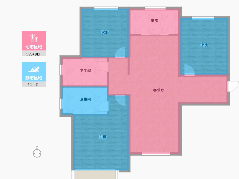 天津-天津市-保利天汇建面123m²-98.40-户型库-动静分区