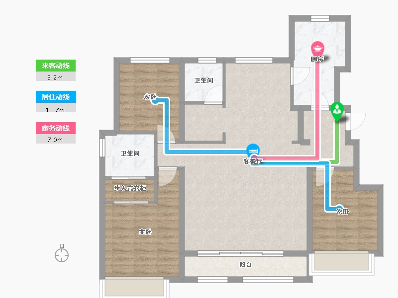 天津-天津市-保利天汇建面130m²-95.83-户型库-动静线