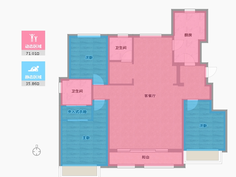 天津-天津市-保利天汇建面130m²-95.83-户型库-动静分区