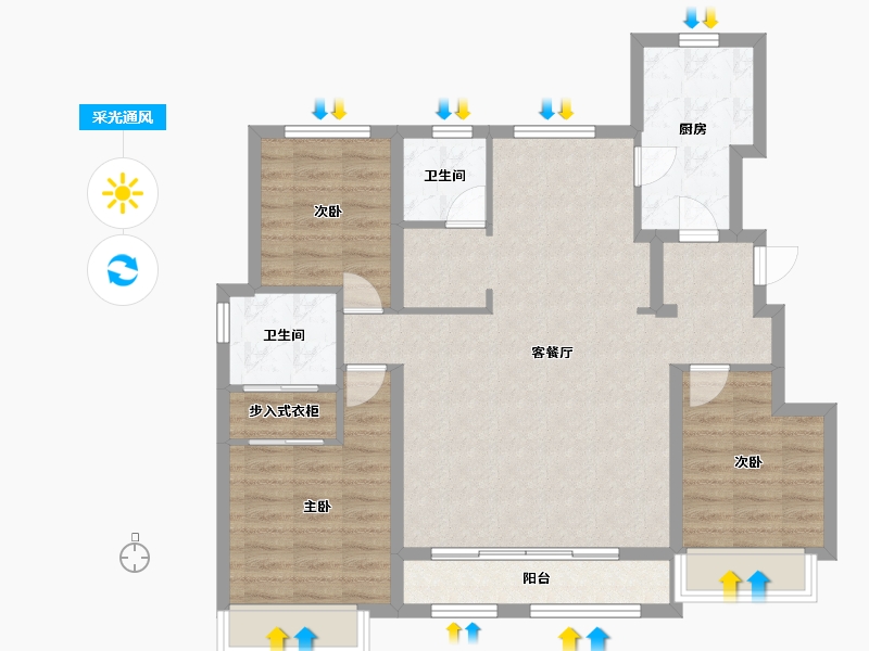 天津-天津市-保利天汇建面130m²-95.83-户型库-采光通风