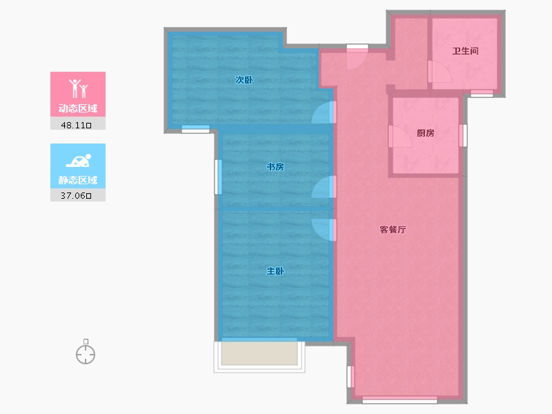 天津-天津市-保利天汇建面95m²-76.00-户型库-动静分区