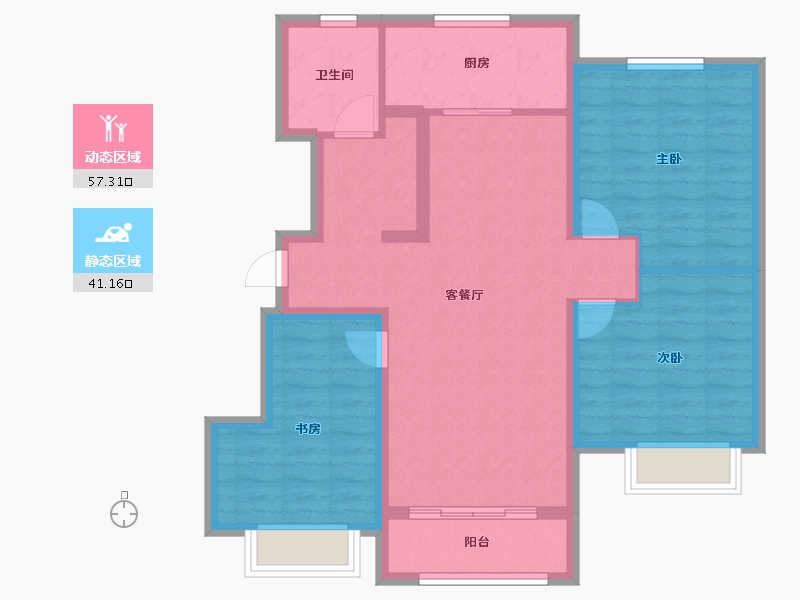 天津-天津市-保利天汇建面110m²-88.00-户型库-动静分区