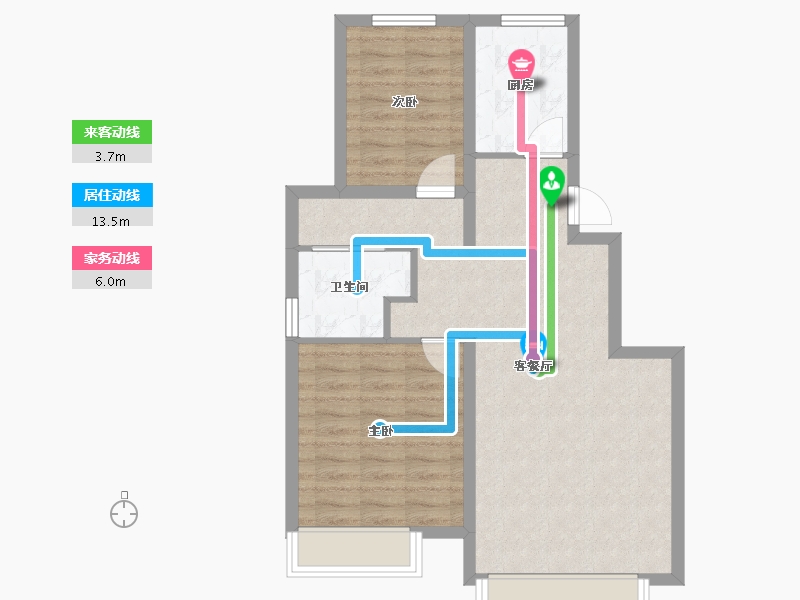 天津-天津市-当代公园阅MOMA16号楼建面86m²-68.80-户型库-动静线